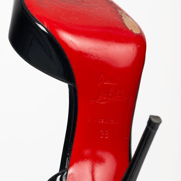 Christian Louboutin Iriza Black Patent Pointed Toe Half d'Orsay Pumps - Picture 5 of 8